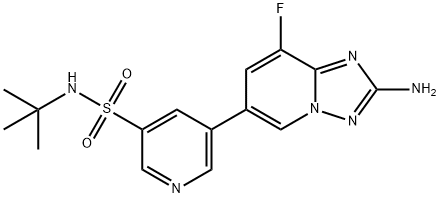 5-(2-氨基-8-氟[1,2,4]三唑并[1,5-A]吡啶-6-基)-N-(叔丁基)-3-吡啶磺酰胺 结构式