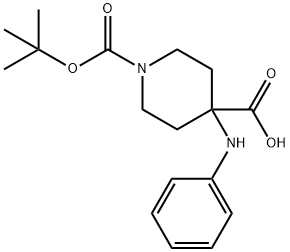 1-(叔丁氧基羰基)-4-(苯基氨基)哌啶-4-羧酸 结构式