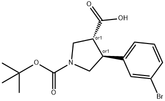 Boc-(+/-)-trans-4-(3-broMo-phenyl)-pyrrolidine-3-carboxylic acid 结构式