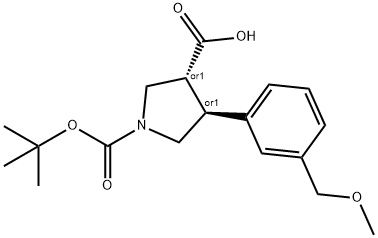 Boc-(+/-)-trans-4-(3-MethoxyMethyl-phenyl)-pyrrolidine-3-carboxylic acid 结构式