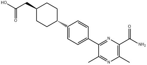 [反式-4-[4-(6-氨基甲酰基-3,5-二甲基吡嗪-2-基)苯基]环己基]乙酸 结构式
