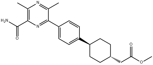 2 - ((1R,4R)-4-(4-(6-氨基甲酰基-3,5-二甲基吡嗪-2-基)苯基)环己基)乙酸 结构式