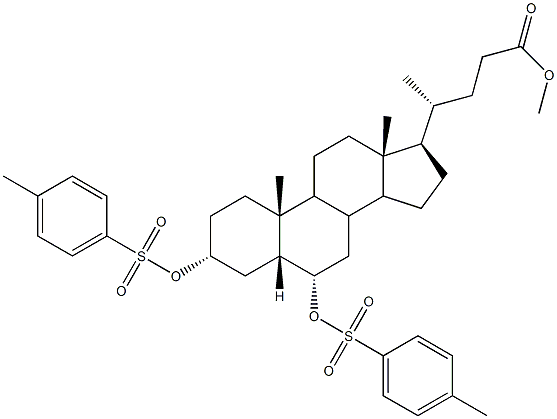 (4R)-Methyl 4-((3R,5R,6S,10R,13R,17R)-10,13-diMethyl-3,6-bis(tosyloxy)hexadecahydro-1H-cyclopenta[a]phenanthren-17-yl)pentanoate 结构式