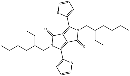 2,5-双(2-乙基己基)-3,6-双(噻吩-2-基)吡咯并[3,4-C]吡咯-1,4(2H,5H)-二酮 结构式