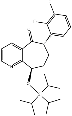 (6S,9R)-6-(2,3-二氟苯基)-6,7,8,9-四氢-9-[[三异丙基硅烷基]氧基]-5H-环庚三烯并[B]吡啶-5-酮 结构式