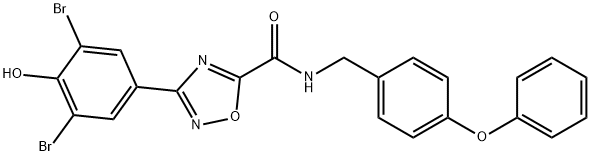 3-(3,5-二溴-4-羟基苯基)-N-(4-苯氧基苄基)-1,2,4-恶二唑-5-甲酰胺 结构式