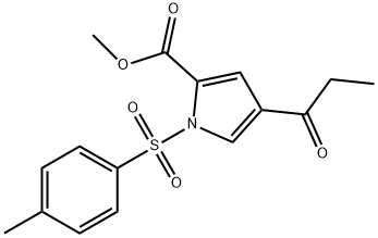 4-丙酰基-1-甲苯磺酰基-1H-吡咯-2-羧酸甲酯 结构式