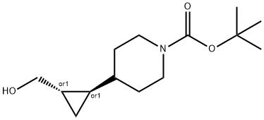 4-((1R,2S)-2-(羟基甲基)环丙基)哌啶-1-羧酸叔丁酯 结构式