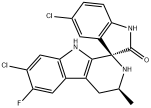 (1'R,3'S)-5,7'-二氯-6'-氟-2',3',4',9'-四氢-3'-甲基螺[3H-吲哚-3,1'-[1H]吡啶并[3,4-B]吲哚]-2(1H)-酮 结构式