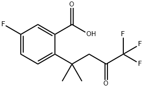 5-氟-2-(4,4,4-三氟-1,1-二甲基-3-氧代丁基)苯甲酸 结构式