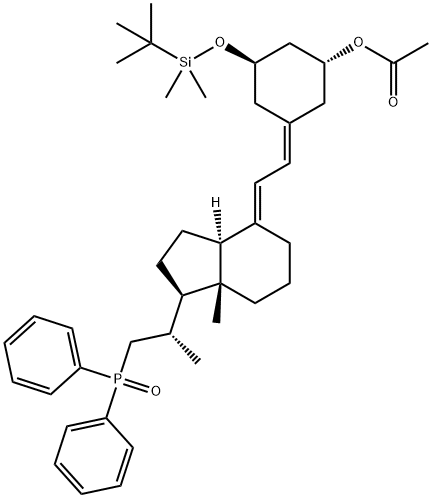 (1R,3R,5Z)-3-[(叔丁基)二甲基硅氧基]-5-[(2E)-2-[(1R,3AS,7AR)-1-[(1S)-2-(二苯基膦酰基)-1-甲基乙基]八氢-7A-甲基-4H-茚-4-亚基]亚乙基]环己醇乙酸酯 结构式