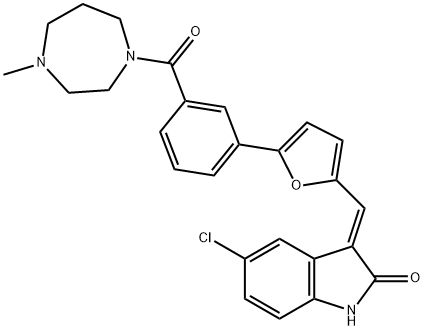 (Z)-5-CHLORO-3-((5-(3-(4-METHYL-1,4-DIAZEPANE-1-CARBONYL)PHENYL)FURAN-2-YL)METHYLENE)INDOLIN-2-ONE.HCL 结构式