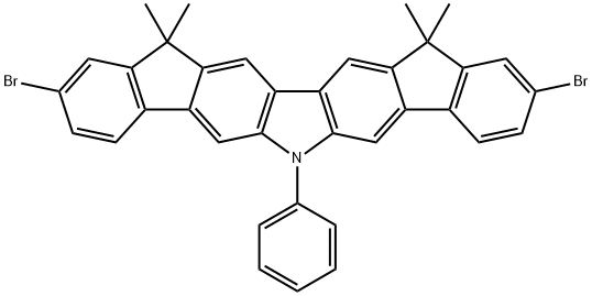 2,10-二溴-12,15-二氢-12,12,15,15-四甲基-6-苯基-6H-二茚并[1,2-B:2',1'-H]咔唑 结构式