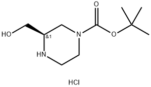 (R)-3-羟甲基-哌嗪-1-羧酸叔丁酯盐酸盐 结构式