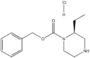 (S)-2-乙基哌嗪-1-羧酸苯甲酯盐酸盐 结构式