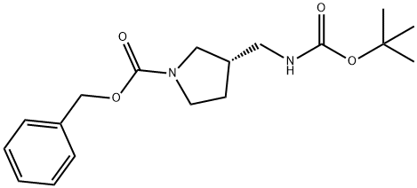 (S)-N-CBZ-3-N-BOC-氨甲基吡咯烷 结构式