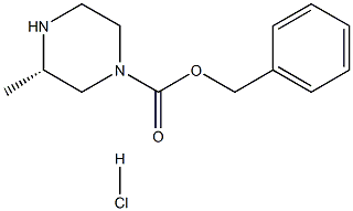 (S)-3-甲基哌嗪-1-羧酸苄酯盐酸盐 结构式