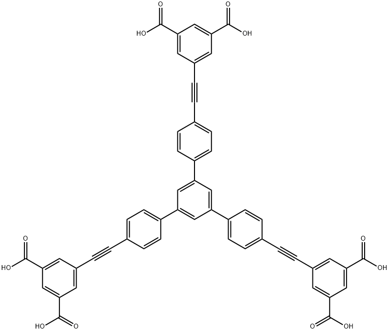 1,3,5-Tris(4-(3,5-Dicarboxyphenylethynyl)phenyl)benzene 结构式