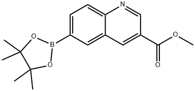 6-(4,4,5,5-四甲基-1,3,2-二氧杂硼环戊烷-2-基)喹啉-3-羧酸甲酯 结构式