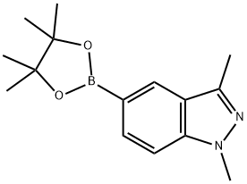 1,3-二甲基-5-(4,4,5,5-四甲基-1,3,2-二氧硼杂环戊烷-2-基)-1H-吲唑 结构式