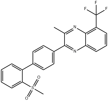 3-甲基-2-[2'-(甲基磺酰基)联苯-4-基]-5-(三氟甲基)喹喔啉 结构式