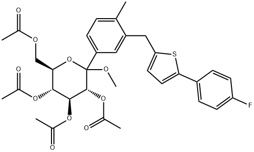 (3R,4S,5R,6R)-6-(乙酰氧基甲基)-2-(3 - ((5-(4-氟苯基)噻吩-2-基) 结构式