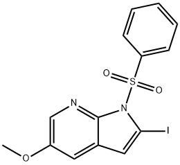 2-碘-5-甲氧基-1-(苯磺酰基)-1H-吡咯并[2,3-B]吡啶 结构式