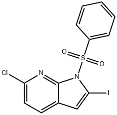 1-(苯磺酰基)-6-氯-2-碘-1H-吡咯并[2,3-B]吡啶 结构式