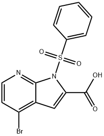 4-溴-1-(苯磺酰基)-1H-吡咯并[2,3-B]吡啶-2-羧酸 结构式