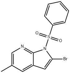 1-(Phenylsulphonyl)-2-broMo-5-Methyl-7-azaindole 结构式