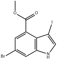 6-溴-3-碘-1H-吲哚-4-羧酸甲酯 结构式