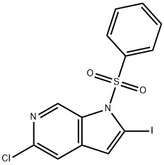 5-CHLORO-2-IODO-1-(PHENYLSULFONYL)-1H-PYRROLO[2,3-C]PYRIDINE 结构式