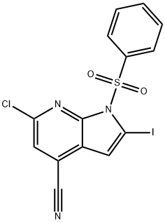 1-(Phenylsulphonyl)-6-chloro-4-cyano-2-iodo-7-azaindole 结构式