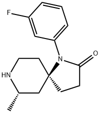(5R,7S)-1-(3-fluorophenyl)-7-Methyl-1,8-diazaspiro[4.5]decan-2-one 结构式