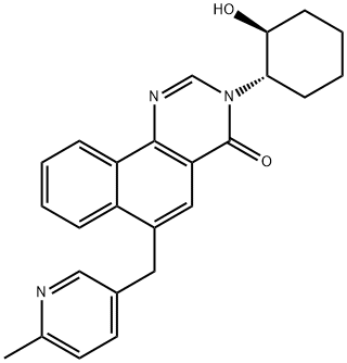 3-[(1S,2S)-2-羟基环己基]-6-[(6-甲基-3-吡啶基)甲基]苯并[H]喹唑啉-4(3H)-酮 结构式