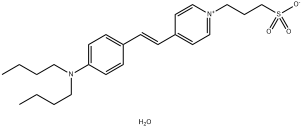 反-4-[4-(二丁基氨基)苯乙烯]-1-(3-硫丙基)吡啶内盐水合物 结构式