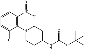 (1-(2-氟-6-硝基苯基)哌啶-4-基)氨基甲酸叔丁酯 结构式