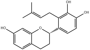 4-[(2R)-3,4-二氢-7-羟基-2H-1-苯并吡喃-2-基]-3-(3-甲基-2-丁烯-1-基)-1,2-苯二酚 结构式