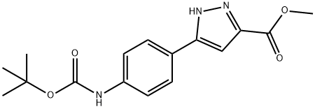 Methyl 3-(4-((tert-butoxycarbonyl)aMino)phenyl)-1H-pyrazole-5-carboxylate 结构式