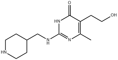 5-(2-羟基乙基)-6-甲基-2-[(4-哌啶甲基)氨基]-4(3H)-嘧啶酮 结构式