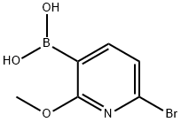 (6-溴-2-甲氧基吡啶-3-基)硼酸 结构式