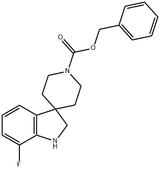 7-氟螺环[二氢吲哚-3,4'-哌啶]-1'-羧酸苄酯 结构式