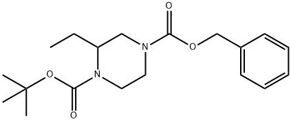 1-(叔丁基)2-乙基哌嗪-1,4-二羧酸4-苯甲酯 结构式