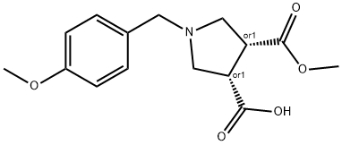 (3R,4S)-1-(4-甲氧基苄基)-4-(甲氧基羰基)吡咯烷-3-羧酸 结构式