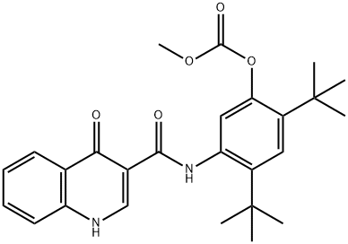 碳酸 5-[[(1,4-二氢-4-氧代-3-喹啉基)羰基]氨基]-2,4-双(叔丁基)苯甲酯 结构式