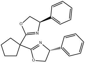 (4R,4'R)-2,2'-(环戊烷-1,1-二基)-双(4-苯基-4,5-二氢噁唑) 结构式