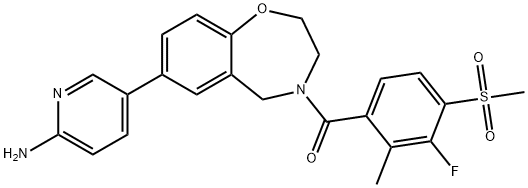 [7-(6-氨基-3-吡啶基)-2,3-二氢-1,4-苯并氧氮杂卓-4(5H)-基][3-氟-2-甲基-4-(甲基磺酰基)苯基]-甲酮 结构式