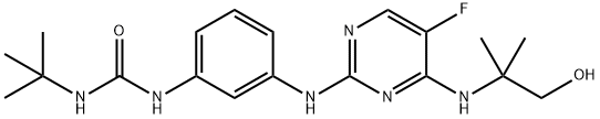 N-叔丁基-N'-[3-[[5-氟-4-[(2-羟基-1,1-二甲基乙基)氨基]-2-嘧啶基]氨基]苯基]脲 结构式