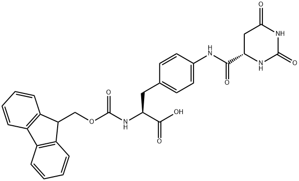 N-[芴甲氧羰基]-4-[[[(4S)-六氢-2,6-二氧代-4-嘧啶基]羰基]氨基]-L-苯丙氨酸 结构式