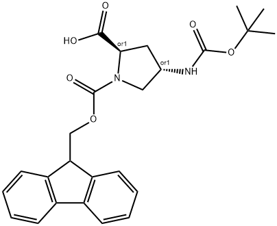 (4S)-4-(BOC氨基)-1-FMOC-D-脯氨酸 结构式